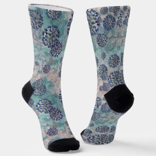 I Survived Blue Abstract Virus Socks