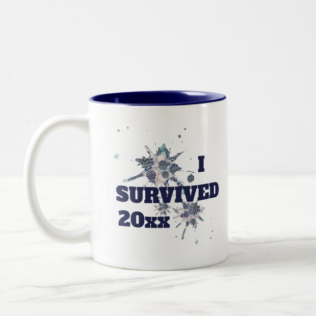 I Survived Blue Covid Virus Two-Tone Coffee Mug (Left)
