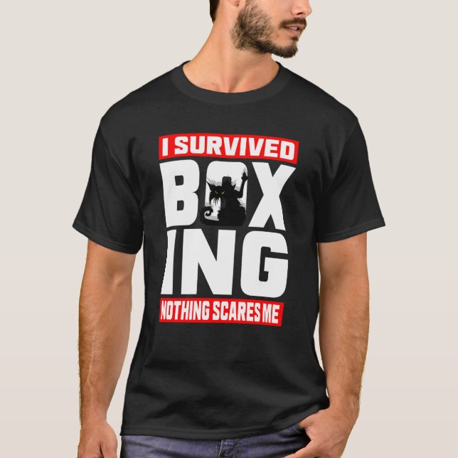 I Survived Boxing Nothing Scares Me Angry Cat T-Shirt (Front)