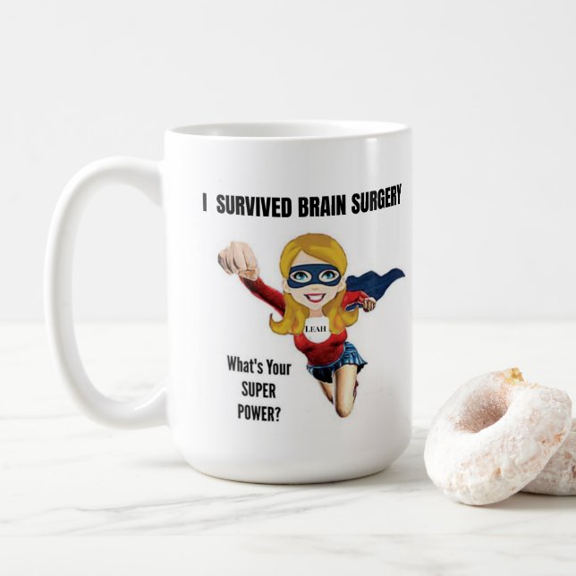 I SURVIVED BRAIN SURGERY (Personalised) MUG (With Donut)