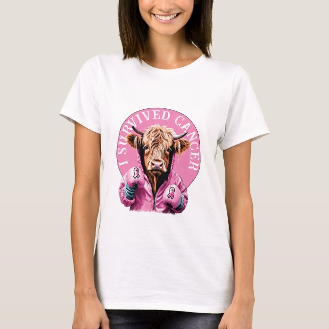 I survived breast cancer Cow theme T-Shirt (Front)