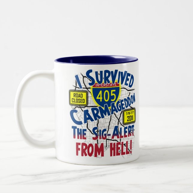 I Survived Carmageddon - Interstate 405 Two-Tone Coffee Mug (Left)