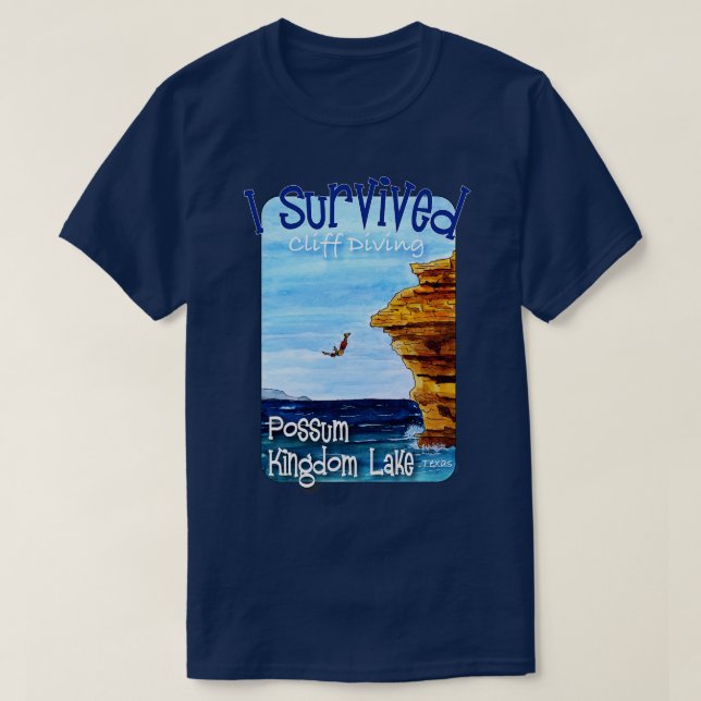 I Survived Cliff Diving Possum Kingdom Lake Texas T-Shirt (Design Front)