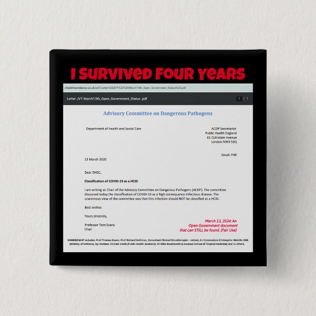 I Survived Four Years by RoseWrites Button (Front)