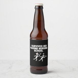 I Survived Her Passing Nursing School Nurse Beer Bottle Label