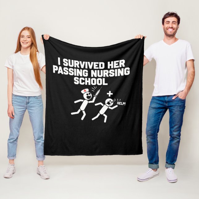 I Survived Her Passing Nursing School Nurse Fleece Blanket (In Situ)