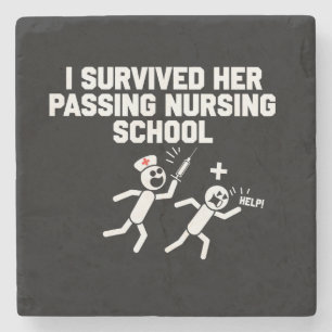 I Survived Her Passing Nursing School Nurse Stone Coaster