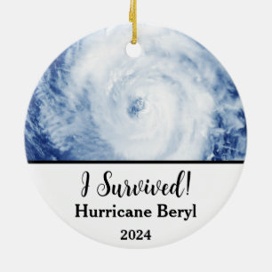 I Survived! Hurricane Beryl 2024 Ceramic Tree Decoration