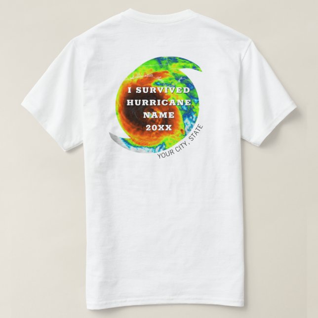 I SURVIVED HURRICANE City State Personalised T-Shi T-Shirt (Design Back)
