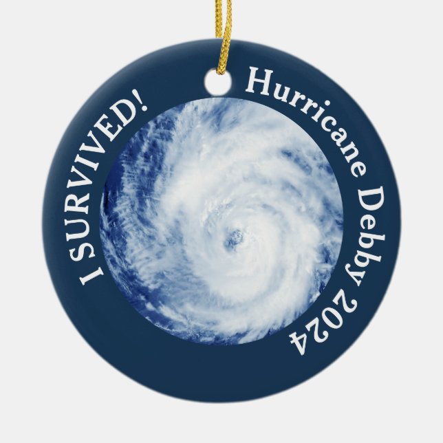 I Survived! Hurricane Debby 2024 Ceramic Tree Decoration (Front)
