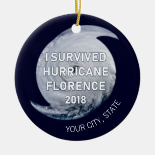 I SURVIVED HURRICANE FLORENCE   City State Ceramic Tree Decoration