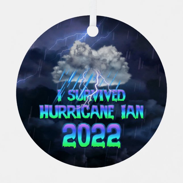 I survived Hurricane Ian 2022 Metal Tree Decoration (Front)
