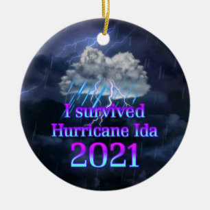 I survived Hurricane Ida Ceramic Tree Decoration
