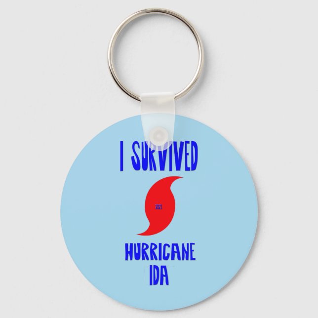 I Survived Hurricane Ida Key Ring (Front)