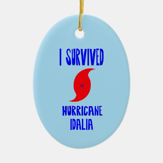 I Survived Hurricane Idalia Ceramic Tree Decoration (Front)