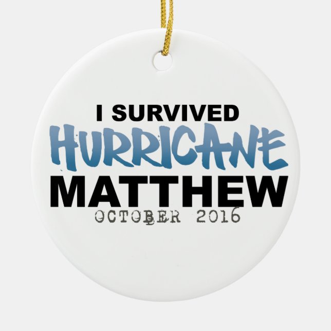 I Survived Hurricane Matthew October 2016 Ceramic Tree Decoration (Front)