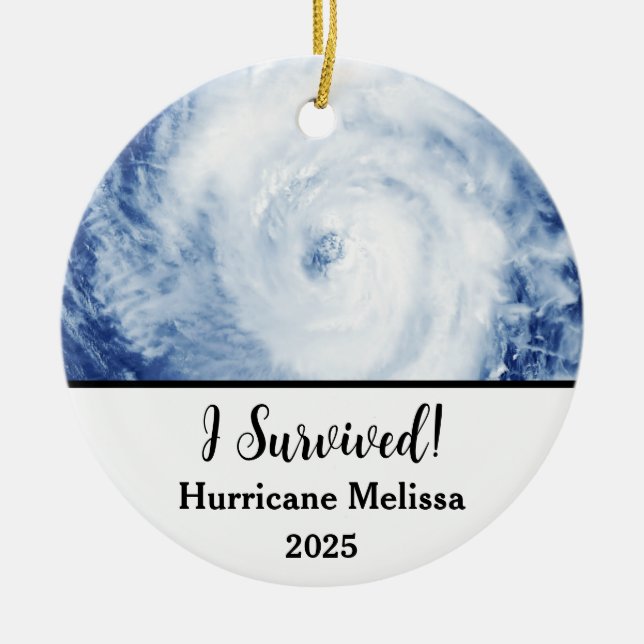 I Survived Hurricane Melissa 2025 Ceramic Tree Decoration (Front)