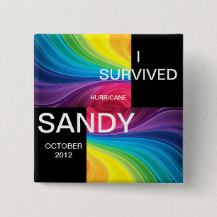 I SURVIVED HURRICANE SANDY 2012 15 CM SQUARE BADGE