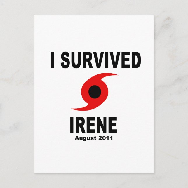 I SURVIVED IRENE August 2011 Postcard (Front)