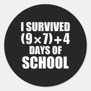 I Survived Math Equation 67 Days Of School Classic Round Sticker