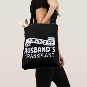 I Survived My Husband Transplant Recipient Ribbon  Tote Bag