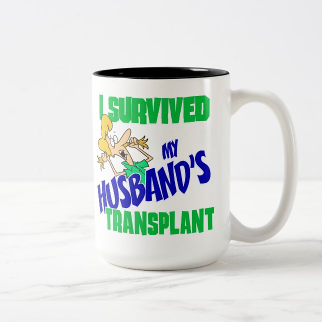 I Survived My Husband's Transplant Two-Tone Coffee Mug (Right)