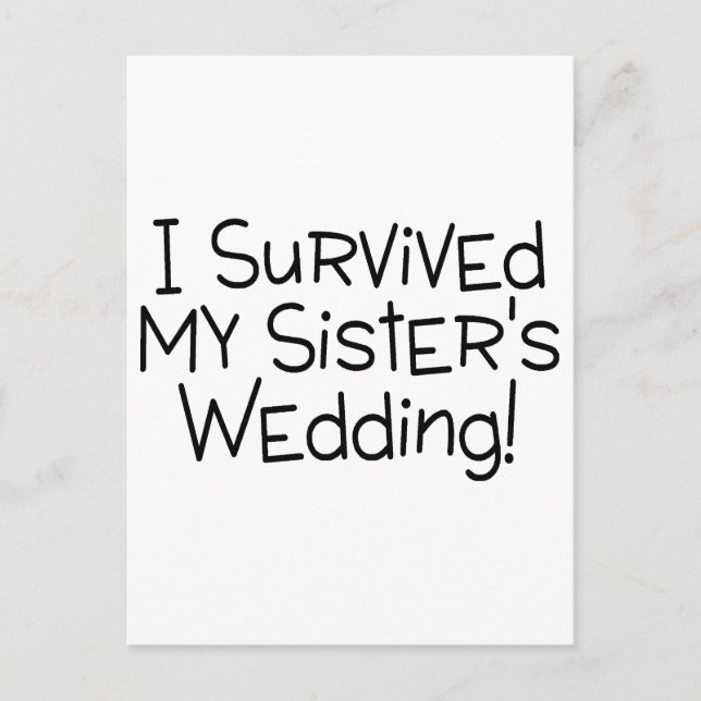 I Survived My Sister's Wedding Black Postcard (Front)