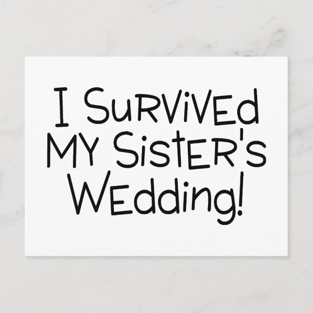 I Survived My Sister's Wedding Black Postcard (Front)
