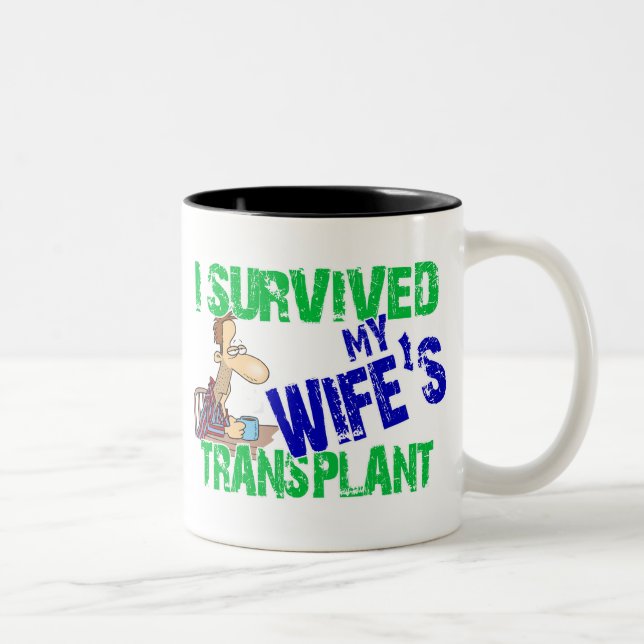 I Survived My Wife's Transplant Two-Tone Coffee Mug (Right)