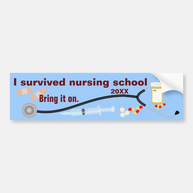 I Survived Nursing School Bumper Sticker (Front)