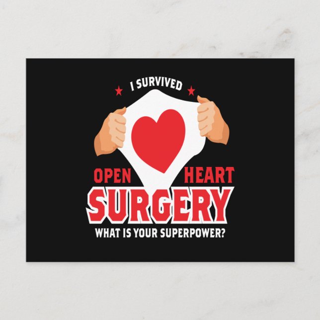 I Survived Open Heart Surgery Heart Op Postcard (Front)