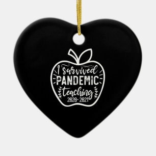 I Survived Pandemic Teaching 2020 2021 Apple Ceramic Tree Decoration
