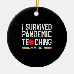 I Survived Pandemic Teaching 2020 2021 Apple Ceramic Tree Decoration