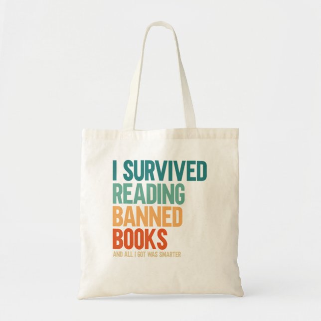  I Survived Reading Banned Books Book Lover Bookah Tote Bag (Front)