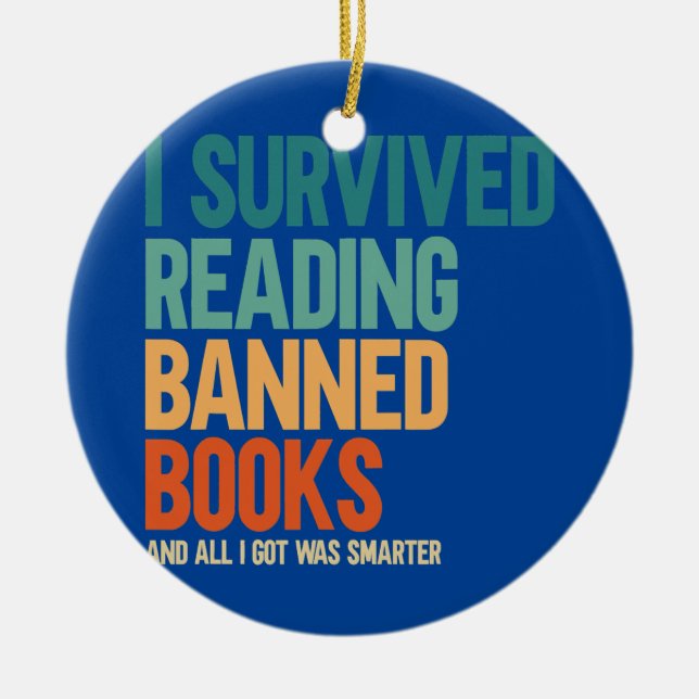 I Survived Reading Banned Books Book Lover Ceramic Tree Decoration (Front)