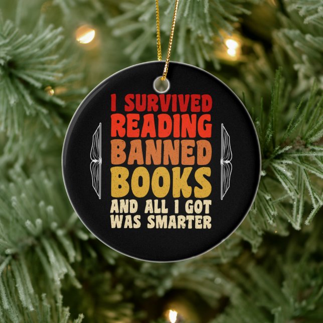 I Survived Reading Banned Books Funny Quote Ceramic Tree Decoration (Tree)