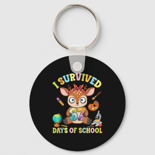 I Survived Six Seven Days Of School Cute Deer Stud Key Ring