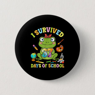 I Survived Six Seven Days Of School Cute Frog Stud 6 Cm Round Badge