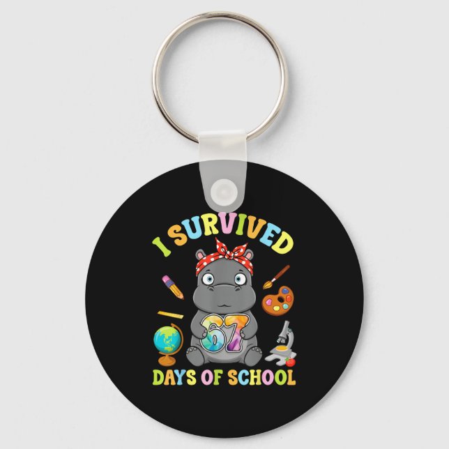 I Survived Six Seven Days Of School Cute Hip Stude Key Ring (Front)