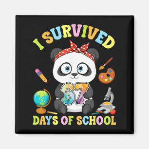I Survived Six Seven Days Of School Cute Panda Stu Magnet