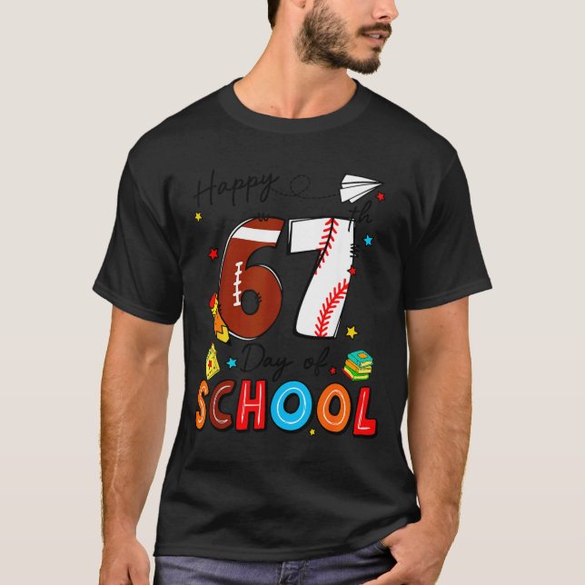 I Survived Sixty Seven Days Of School Funny Baseba T-Shirt (Front)