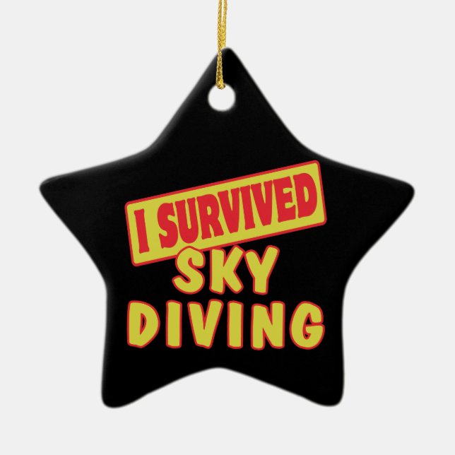 I SURVIVED SKYDIVING CERAMIC TREE DECORATION (Front)