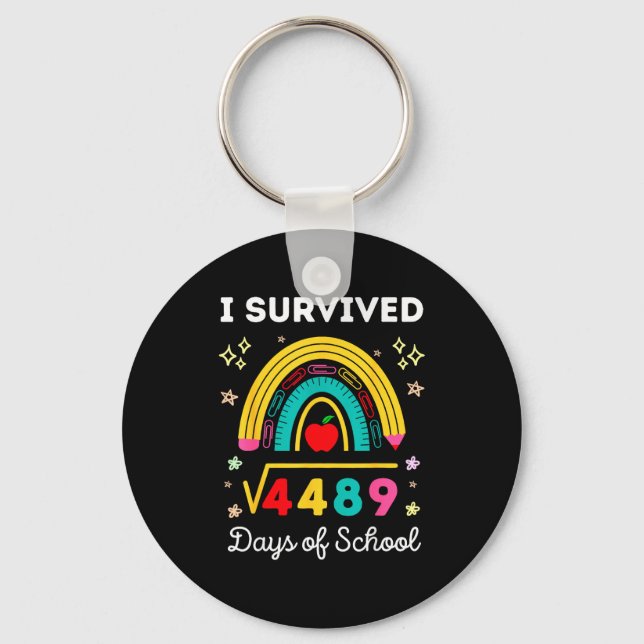 I Survived Square Root 4489 67 Days Of School Math Key Ring (Front)