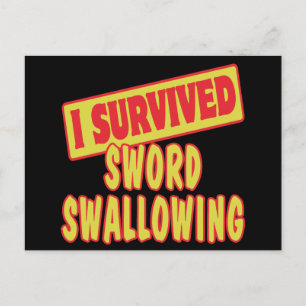 I SURVIVED SWORD SWALLOWING POSTCARD