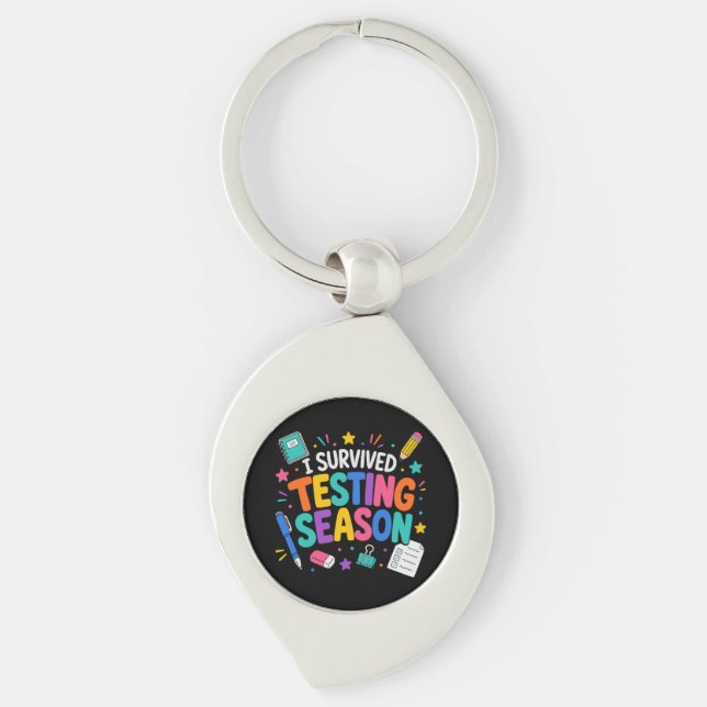 I Survived Testing Season School Humour Key Ring (Front)