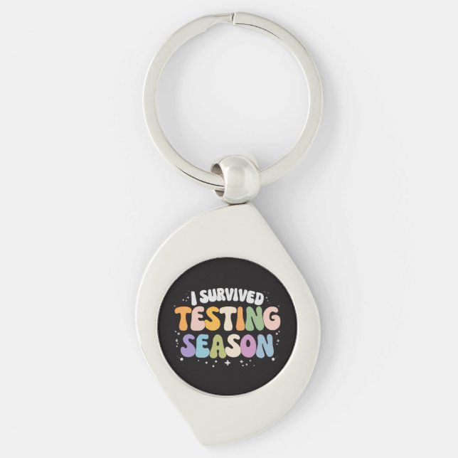 I Survived Testing Season School Humour Key Ring (Front)