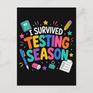 I Survived Testing Season School Humour Postcard