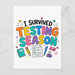 I Survived Testing Season School Humour Postcard