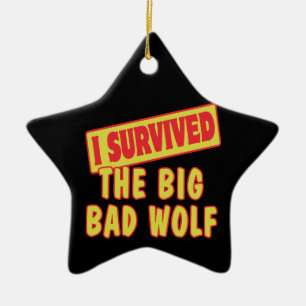 I SURVIVED THE BIG BAD WOLF CERAMIC TREE DECORATION