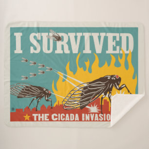 I Survived the Cicada Invasion Sherpa Blanket